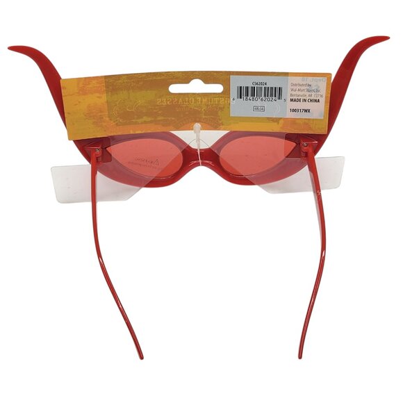 Devil Costume Sunglasses Red Cat Eye Frames Dramatic Flames - Picture 3 of 4